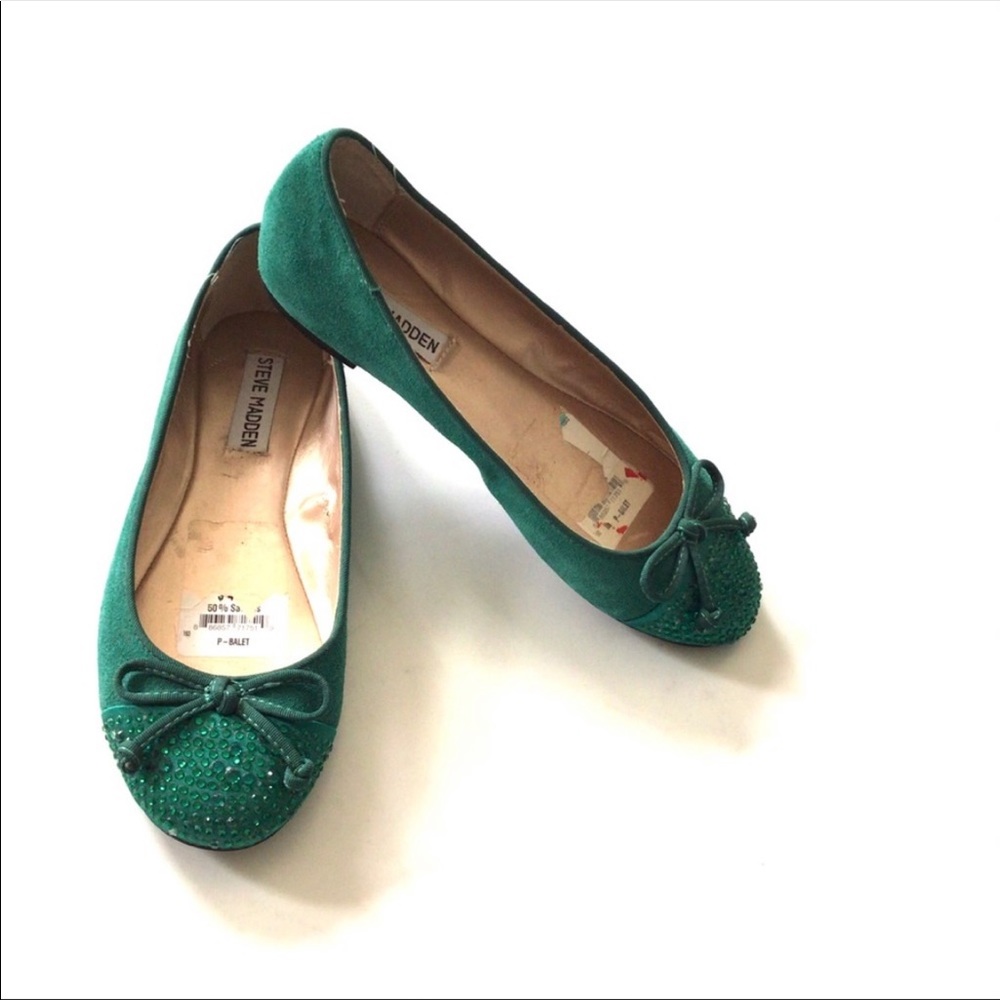 New Steve Madden green suede ballet flats shoes 7